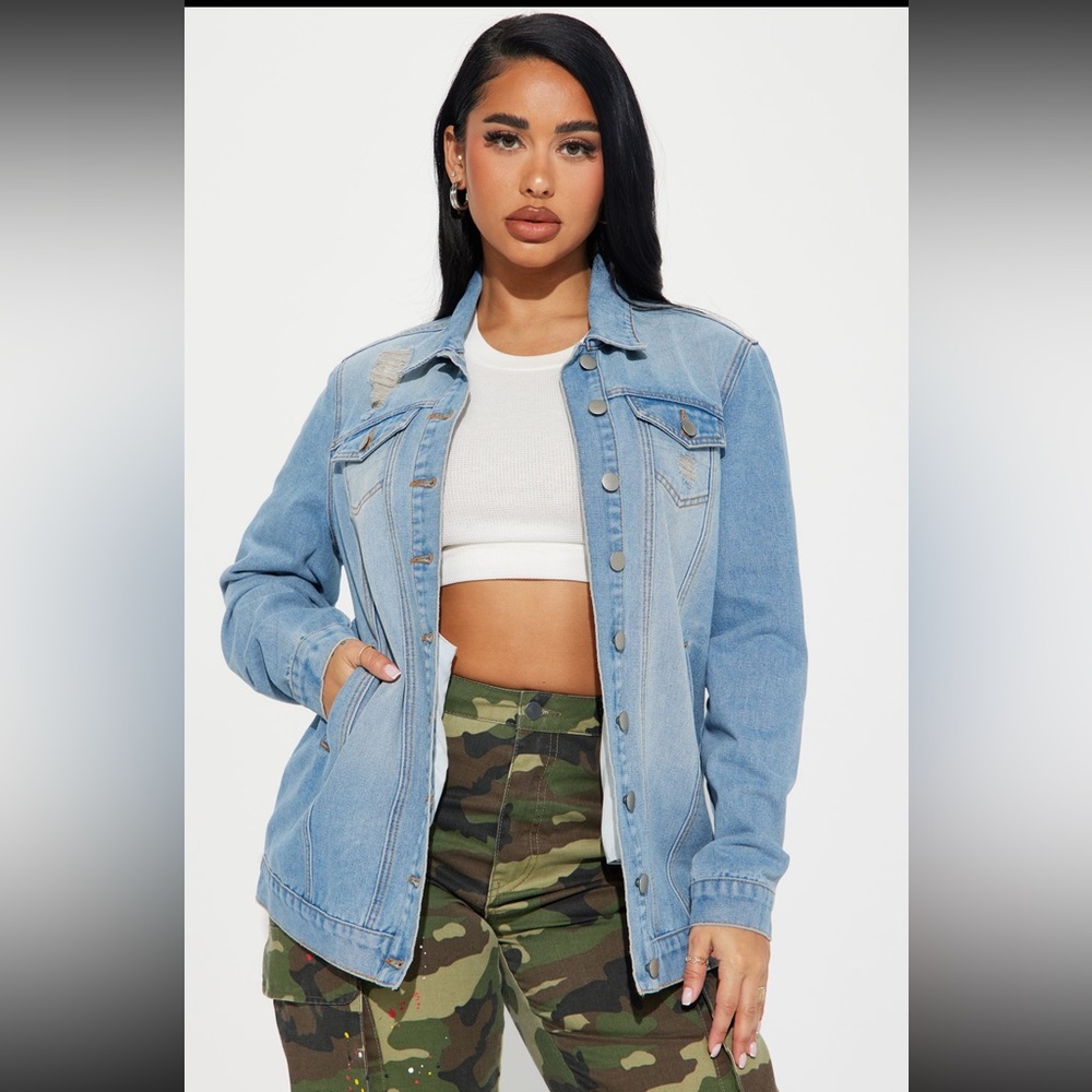 Fashion Nova Denim Jacket Light Wash
